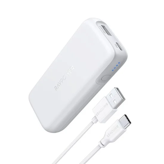 RAVPower PD Pioneer 10000mAh 29W Portable Charger 2-Port Power Bank &ndash; White
